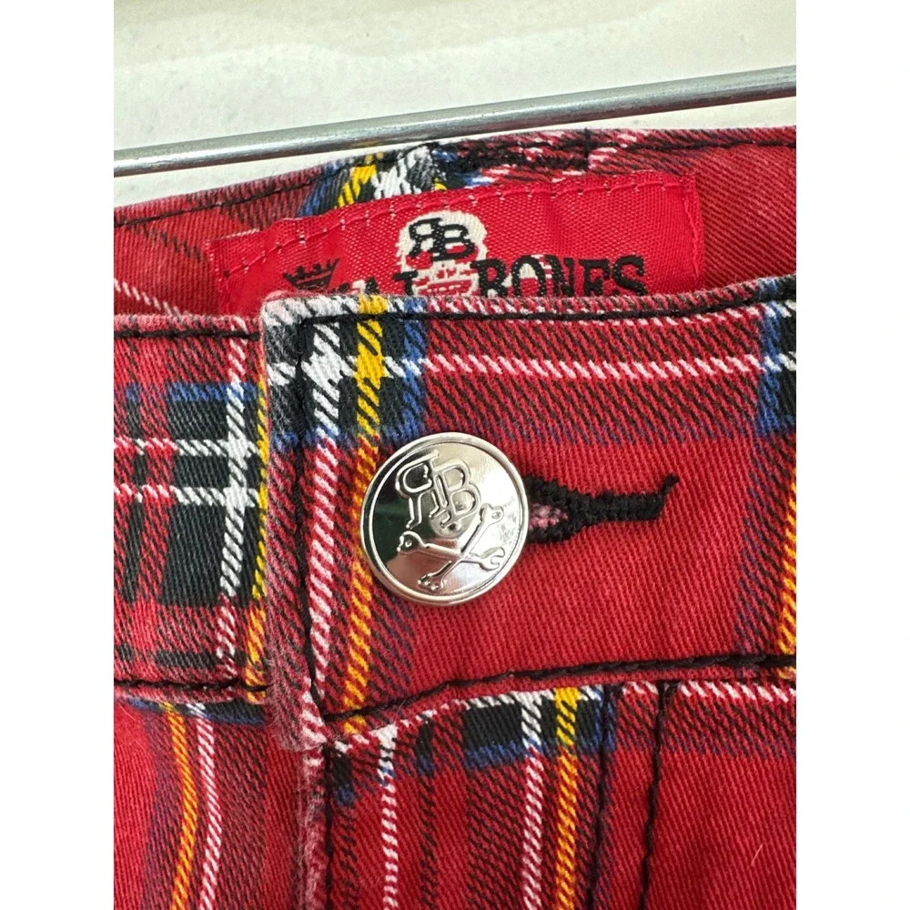 Royal Bones Plaid Pants Juniors Size 3 Red Black Grunge Goth Lace Y2K 90s Skater